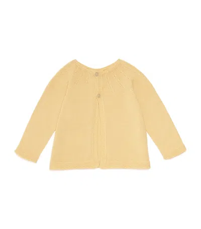 Pepa London Kids' Cotton Openwork Knitted Cardigan In Orange