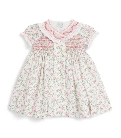 Pepa London Kids'  Cotton Smocked Floral Dress In White