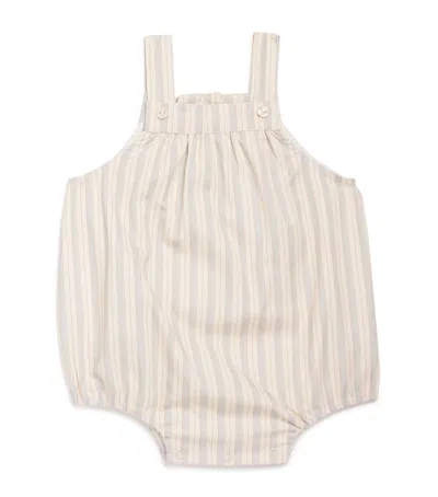 Pepa London Kids' Cotton Stripe Dungarees In Beige