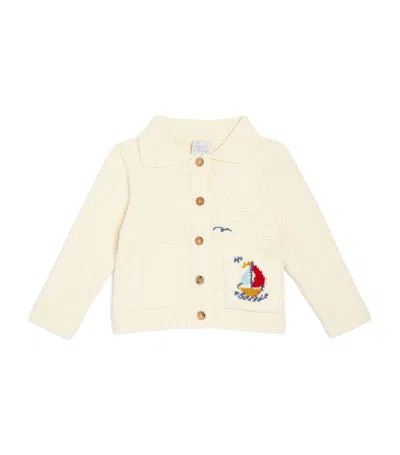 Pepa London Embroidered Boat Cardigan (12-18 Months) In White
