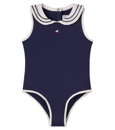 Pepa London Kids' Embroidered Swimsuit In Blue