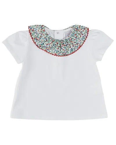 Pepa London Kids' Evelyn Floral Ruffle Collar Top In White