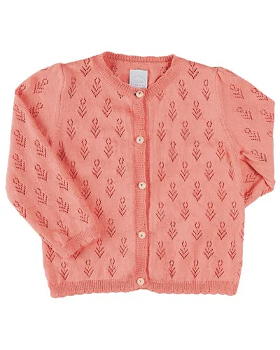 Pepa London Kids' Floral Openwork Cardigan In Pink