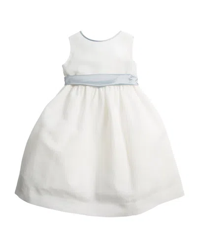 Pepa London Kids' Flower Girl Silk-trim Linen-blend Dress In Neutral