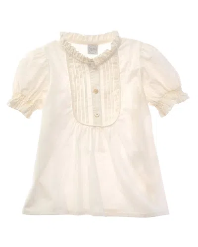 Pepa London Kids' Frilly Neck Pleated Blouse In White