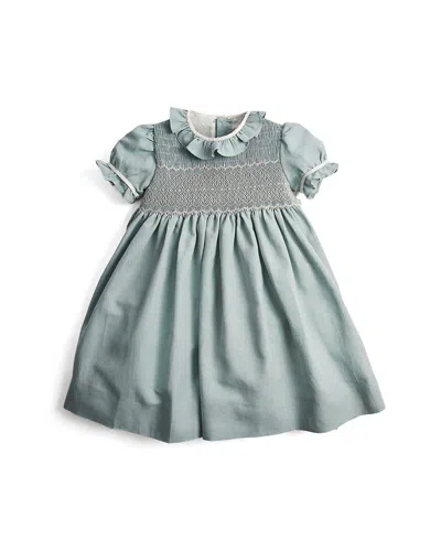 Pepa London Kids' Hand Smocked Flower Girl Occasion Linen-blend Dress In Gray