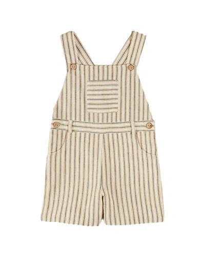 Pepa London Kids' Holland Striped Pocket Front Dungaree In Neutral
