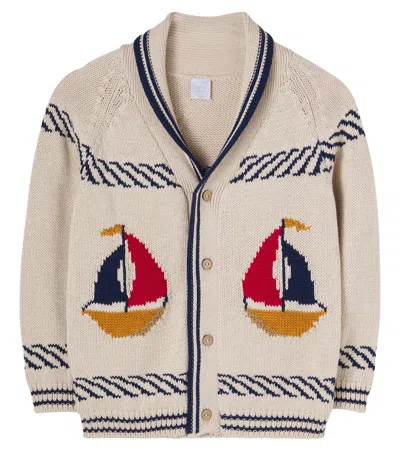 Pepa London Kids' Intarsia Cotton Cardigan In Neutral