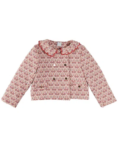 Pepa London Kids' Iris Jacquard Statement Collar Jacket In Pink