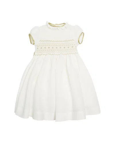 Pepa London Kids' Ivory Hand Smocked Occasion Linen-blend Dress In White
