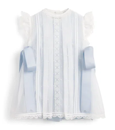 Pepa London Kids'  Lace-trim Bow-detail Dress In Blue