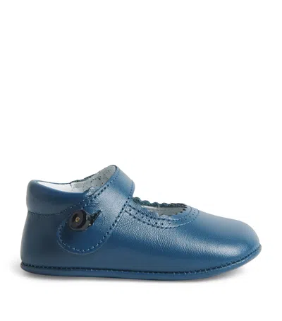 Pepa London Kids'  Leather Mary Jane Pram Shoes In Blue