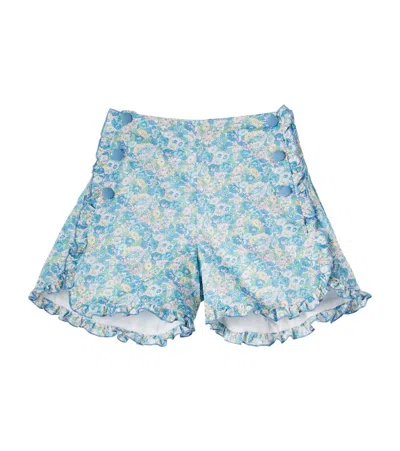 Pepa London Kids' Leontyne Floral Ruffled Cotton Shorts In Blue