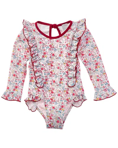 Pepa London Kids' Louisa Floral Ruffle Trim One-piece In Multi