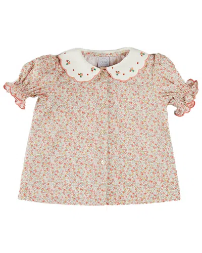 Pepa London Kids' Mabel Floral Embroidered Top In Neutral