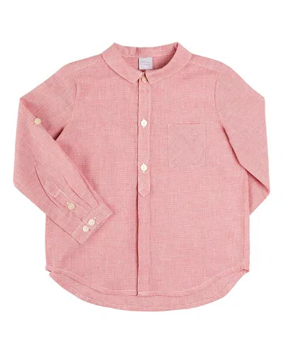 Pepa London Mini Houndstooth Polo Collar Linen-blend Shirt In Multi