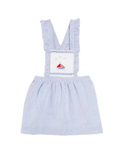 Pepa London Nautical Striped Boat Embroidered Skirt In Blue