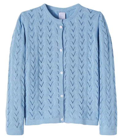 Pepa London Kids' Openwork Cotton Cardigan In Blue