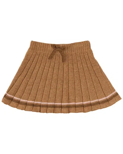 Pepa London Kids' Pleated Alpaca-blend Skirt In Brown
