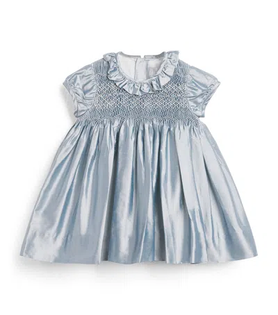 Pepa London Kids'  Silk Smocked Dress In Blue