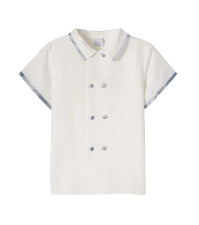 Pepa London Kids' Silk-trimmed Linen And Cotton Shirt In White