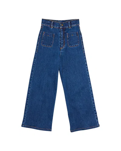 Pepa London Soft Denim Wide Leg Trouser In Blue