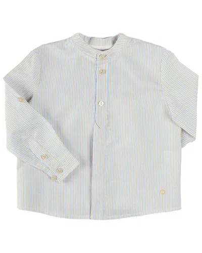 Pepa London Kids' Stafford Striped Mao Collar Shirt In Gray