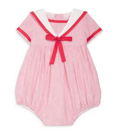 Pepa London Kids'  Stripe Mariner Collar Playsuit In Pink