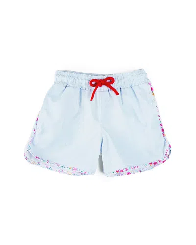 Pepa London Kids' Striped Contrast Trim Swim Short In Blue