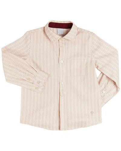 Pepa London Kids' Striped Polo Collar Shirt In Brown