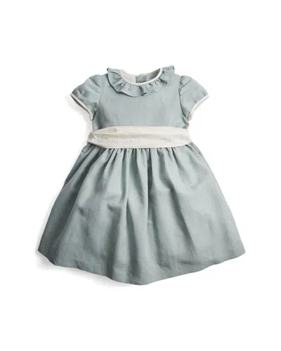 Pepa London Kids' Teal Flower Girl Occasion Linen-blend Dress In Green