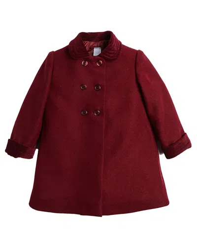 Pepa London Kids' Traditional Double-breasted Coat In Burgundy