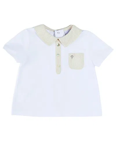 Pepa London Kids' Waterford Striped Polo Shirt In White