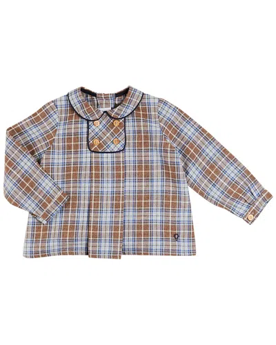Pepa London Kids' Winchester Check Peter Pan Collar Shirt In Brown