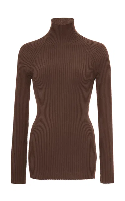 Pepa Pombo Acacia Mock Neck Top In Brown