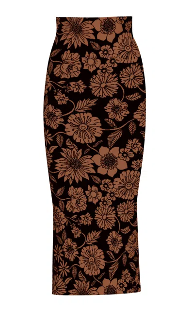 Pepa Pombo Adelyn Floral Midi Skirt In Black