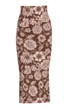Pepa Pombo Adelyn Floral Midi Skirt In Brown