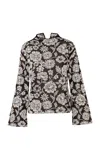 Pepa Pombo Adore Floral Wool-blend Top In Brown