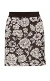 Pepa Pombo Agim Floral Wool-blend Mini Skirt In Brown