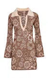 Pepa Pombo Arcane Floral Mini Dress In Brown