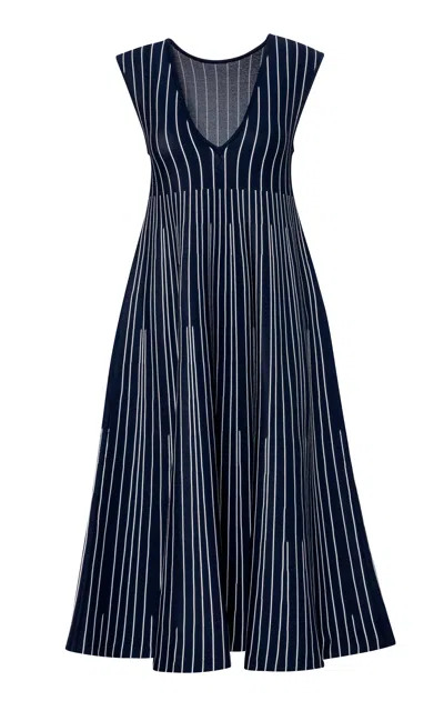 Pepa Pombo Blas Striped Midi Dress In Blue