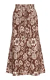 Pepa Pombo Bloom Floral Midi Skirt In Brown