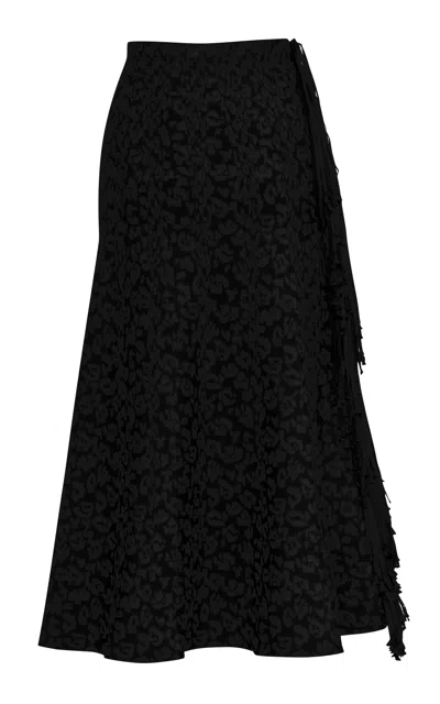 Pepa Pombo Brave Fringed Midi Skirt In Black