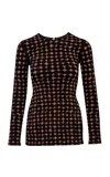 Pepa Pombo Caoba Printed Side-slit Top In Brown