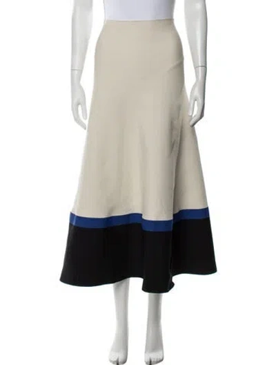 Pre-owned Pepa Pombo Colorblock Pattern Long Skirt W/ Tags In Neutrals