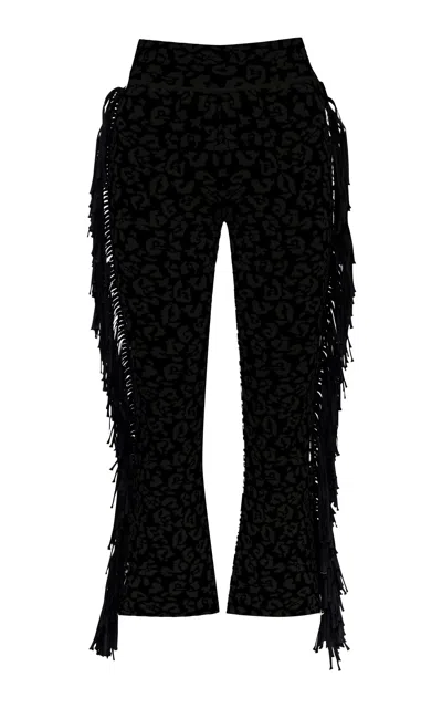 Pepa Pombo Eli Fringed Wide-leg Pants In Black