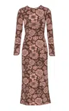 Pepa Pombo Fiore Floral Maxi Dress In Brown