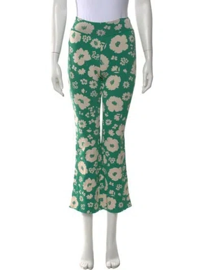 Pre-owned Pepa Pombo Floral Print Wide Leg Pants In Green