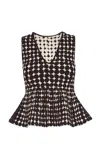 Pepa Pombo Lua Printed Peplum Top In Black