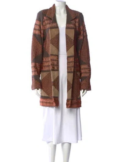 Pre-owned Pepa Pombo Plaid Print V-neck Sweater In Brown